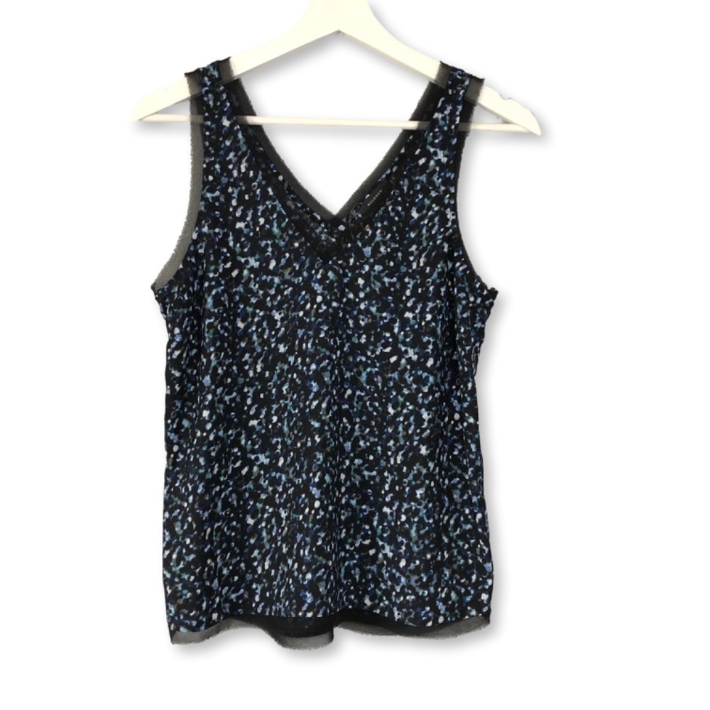 Halogen Black Green Confetti Print Tank Top XS